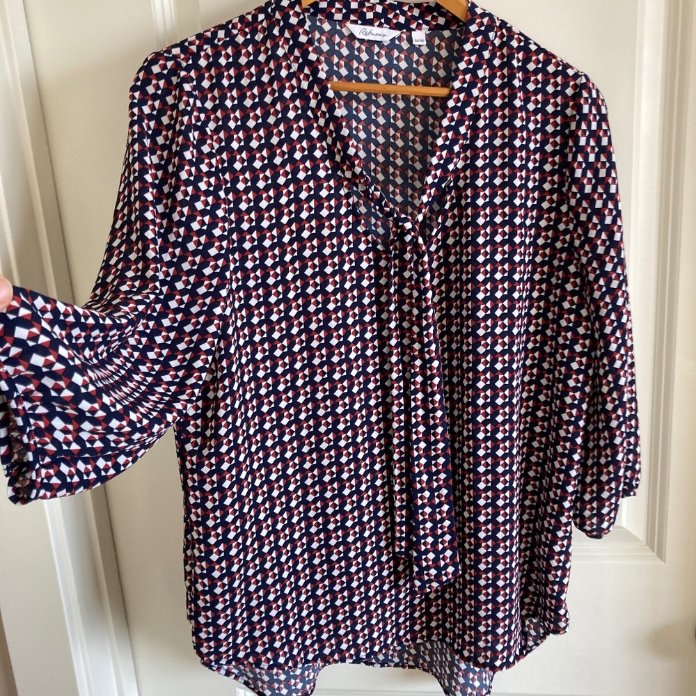 Reitmans Chic Multicolor Geometric Blouse Sz M Classic